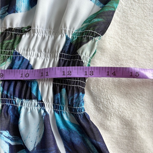 WHBM Floral V-Neck Smocked Waist Long Sleeve Blouse with Peplum - Picture 13 of 15